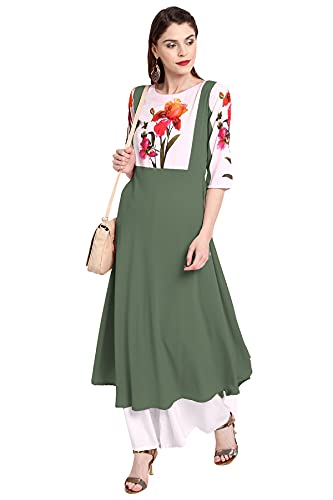 Image of ALC Creation Women's Crepe Printed A-Line Kurti