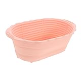 DECOMELODY Cesta Plegable para Fermentación de Masa de Silicona Resistente Altas Temperaturas con Gran Capacidad Color Rosa Ovalada para Hornear Pan Casa Accesorio Práctico para Cocina