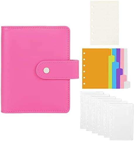 Classeur A5 Cuir Synthétique 6 Anneaux - Kit Complet Avec 100 Feuilles, Intercalaires, Étiquettes, Marque-Page, Poches, Stylo
