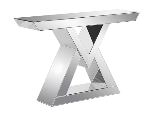 Tavolo console MDF, Vetro specchiato Argento