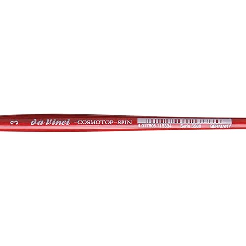 Image of da Vinci Watercolor Series 5580 CosmoTop Spin Paint Brush, Round Synthetic with Red Handle, Size 3 (5580-03)