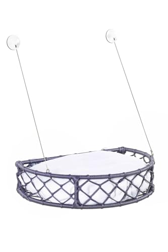 SODEF Cat and Dog Glass Bed Hammock Handmade Pet Window Perch for Large Animals - Charcoal, XL
