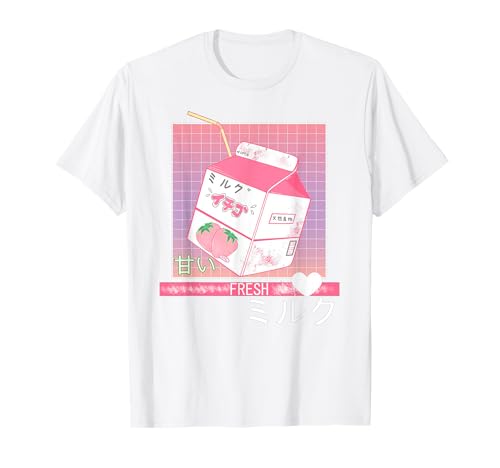 90s japonés Otaku elegante camiseta de leche estética Camiseta