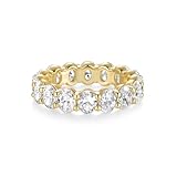 ASHINE 14K Gold Plated Chunky Oval Cubic Zirconia Band Ring Fashion Stackable Eternity Jewelry for Women Daily Travel Wedding Engagement (Gold 8)