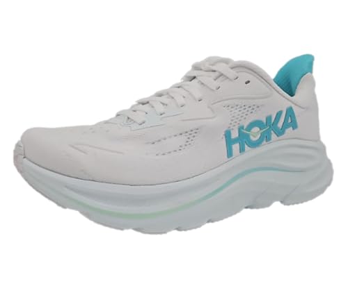 HOKA Clifton 10 Womens Shoes Size 8, Color: White/Cielo Blue