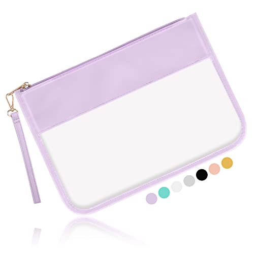 Iqimott Clear Zipper Pouch, Diy Clear Makeup Cosmetic Bag Purse For Women Girls, Chenille Letter Travel Toiletry Bag(Purple) #TOP11