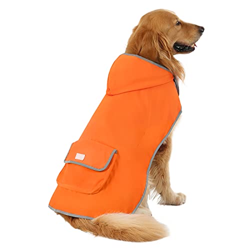 Hde Reversible Dog Raincoat Hooded Slicker Poncho Rain Coat Jacket For Small Medium Large Dogs Camo Orange - L #TOP6