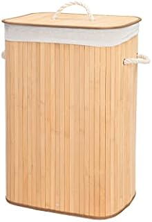 ACCURATE Bamboo Laundry Basket, XL Foldable Storage Hamper with Removable Washable Lining, 72L, 40 x 30 x 60 cm (NATURAL)