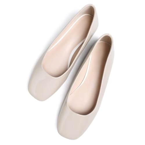 Image of ChaiRong Zhou Women Square Toe Ballets Flats Comfort Slip On Walking Shoes for Driving