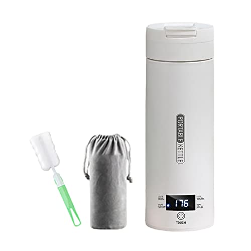 Cuticate 電気ケトル ポータブル 小型 携帯用 電気ポット トラベルケトル 自動OFF LCDディスプレイ 旅行用 漏れない 水筒 電気温水カップ 旅行カップ 携帯湯沸かし器 電気湯沸かしポット お茶作り/ブリューミルク コーヒー 紅茶に使用 キャ