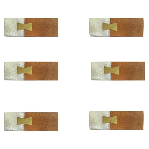 Perilla Home Set of 6 Acrylic & Wooden Knobs for Cabinets & Drawers Decorative Rectangle (2.5" Lx0.75 Bx1 H) Knobs for Home Kitchen Hardware Cupboard Door Dresser Wardrobe Pulls (Off White & Brown)