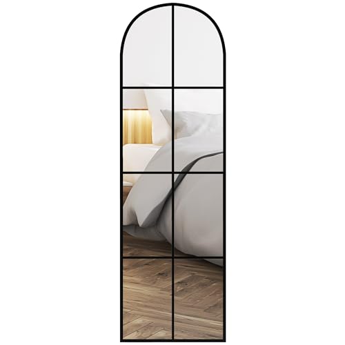HOMCOM Espejo Decorativo de Pared 40x160 cm Espejo de Ventana de Metal 2 Formas de Uso para Salón Dormitorio Entrada Estilo Moderno Negro