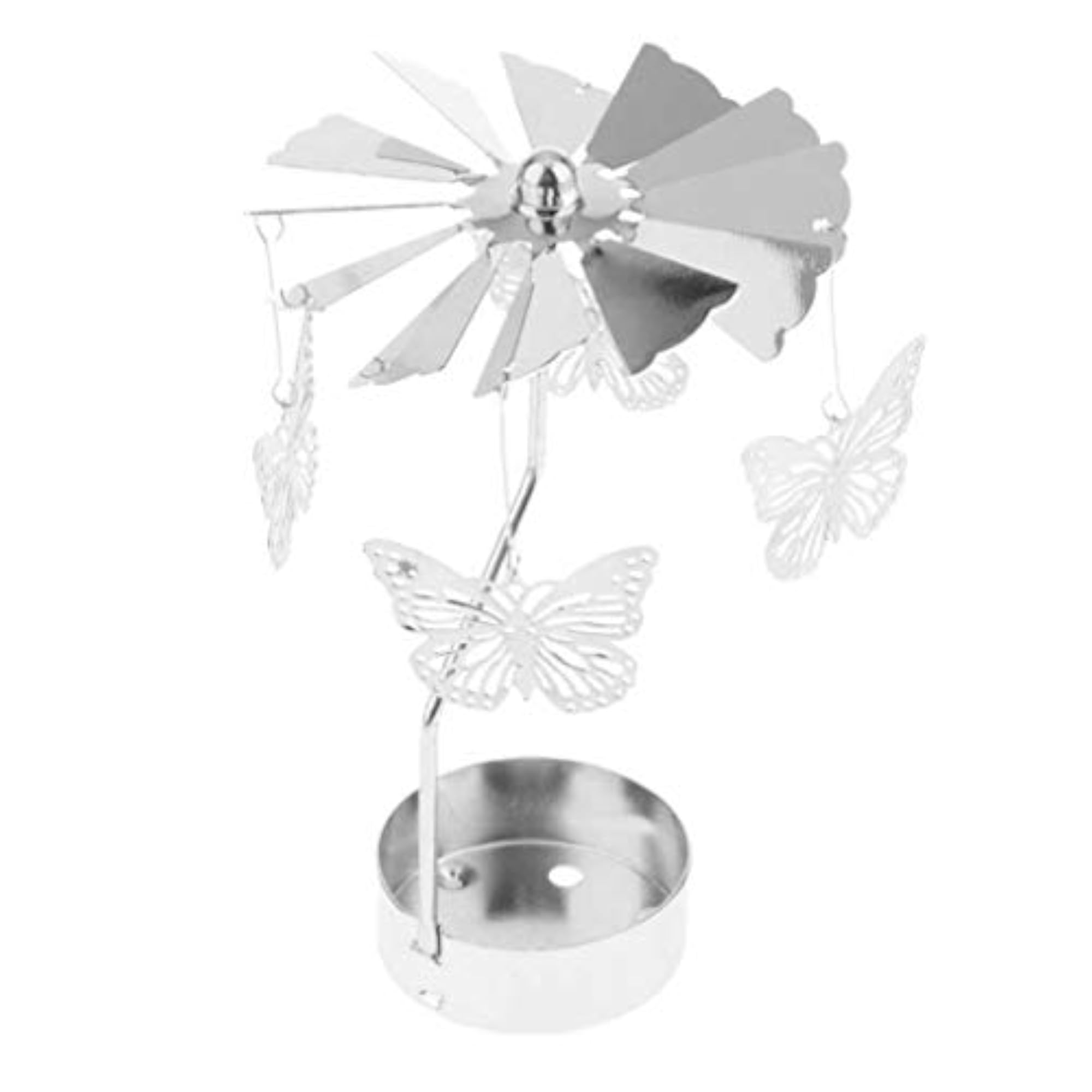 2x Christmas Decor Rotating Candle Tea Light Holder Candlestick Butterfly