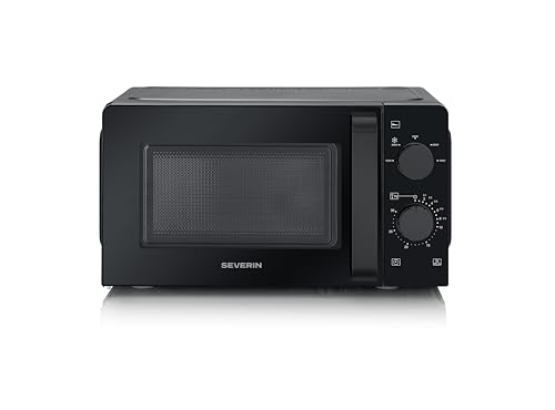 Severin Microondas Inverter, descongelación y calentamiento, 6 niveles de potencia, horno microondas con plato giratorio para una distribución uniforme del calor, 19 l, 700 W, negro, MW 7580