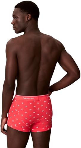 Calvin Klein Herren 3er Pack Boxershorts Trunks mit Logobund, Mehrfarbig (Shoreline/Diamond Logo Punch Pink/B), XL 4