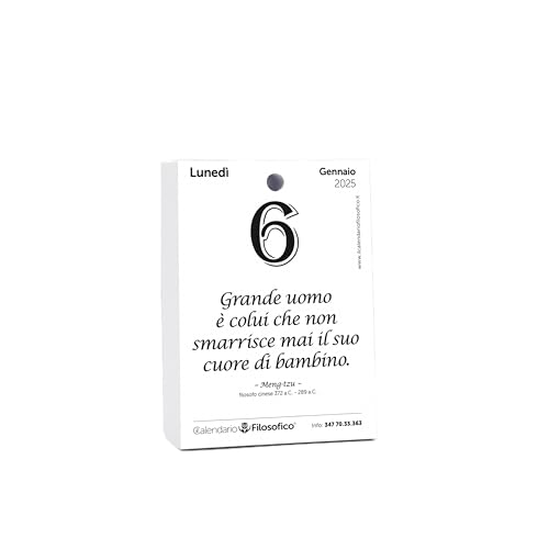Il Calendario Filosofico 2025, Ricambio Formato A6 da 10x14 cm, Il Primo e L'Originale Calendario da Tavolo con 365 Giorni di Frasi Filosofiche, Leggi Ogni Giorno Una Frase, Ideato e Creato a Bologna
