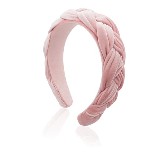 Dresyu Braided Headbands Velvet Headband for Women Soft Twisted Hair Hoop Non-Slip Wide Padded Hairband for Makeup, Washing Face, Daily Wear