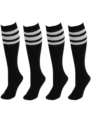 CTM Striped Top Ribbed Tube Socks (4 Pair Pack)4