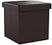 SONGMICS 15 Inches Ottoman with Storage, Footstool, Storage Ottoman, Synthetic Leather, 660 lb Load Capacity, for Dorm Room, Living Room, Bedroom, Brown ULSF10B