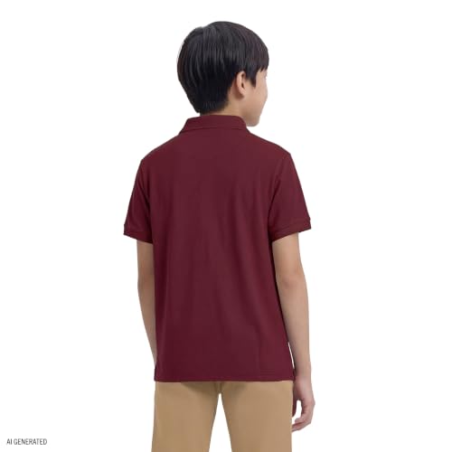 Image of IZOD Boys' School Uniform Short Sleeve Polo Shirt, Button Closure, Comfortable & Soft Pique Fabric