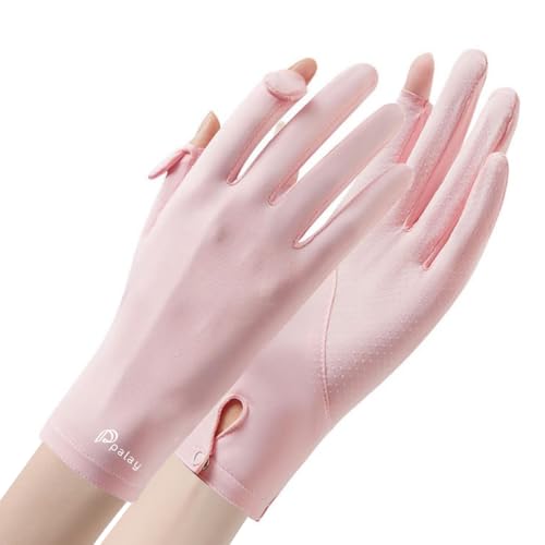 Image of PALAY Sun Protection Gloves for Women - Non-Slip Touch Screen, Breathable Ice Silk Cooling, Summer Outdoor Full Finger With Snap Button Closure for Cycling, Driving, Fishing