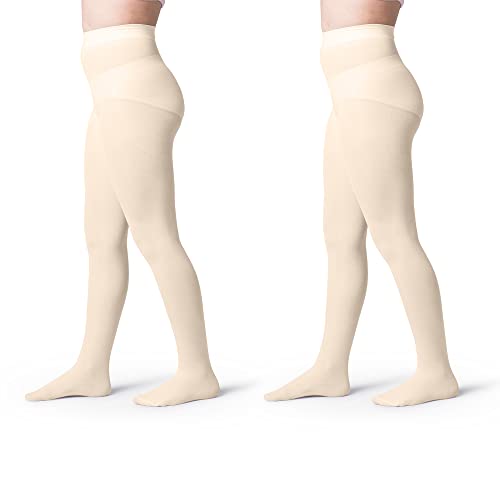 Silky Toes Girls' Opaque Microfiber Tights (2 Pairs) Black White Or Colored Nylon Stockings For Kids And Toddlers Every Size (Ivory 2Pk, 8-10) #TOP11