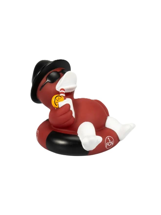 1. FC Nürnberg Badeente mit Schwimmring Offizielles Fan Bade-Spielzeug | Lustige Quietscheente Fußball Fanartikel | Geschenk für Club Fans Pool & Badewanne