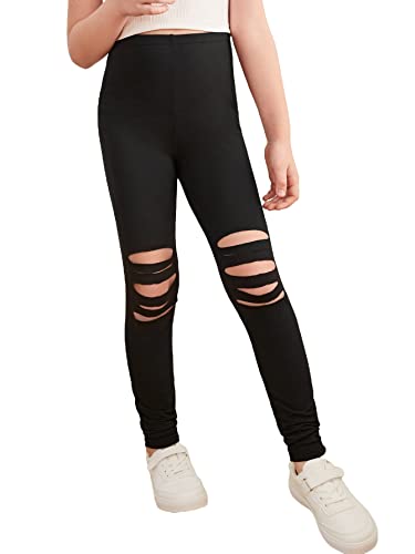 WDIRARA Girl's Cut Out High Waisted Simple Workout Active Outdoors Pants Leggings