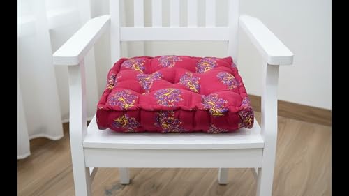 Image of Amazon Brand - Umi Chair Cushion Comfortable Thick Tufted Seat Cushion Cushion for Meditation,Floor Cushion for Sitting in Living Room,Indoor Pads Seat Set of 1,16X16(Inches) (Maroon)