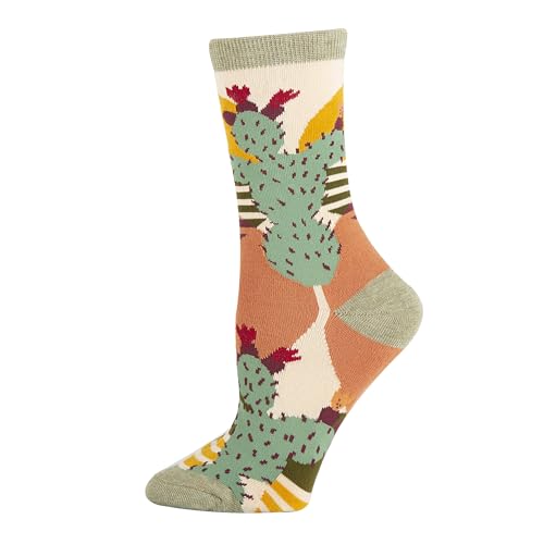 Women’s Colorful Patterned Dress Socks, Premium Cotton Casual Fashion Crew Socks, Sol De Cactus4