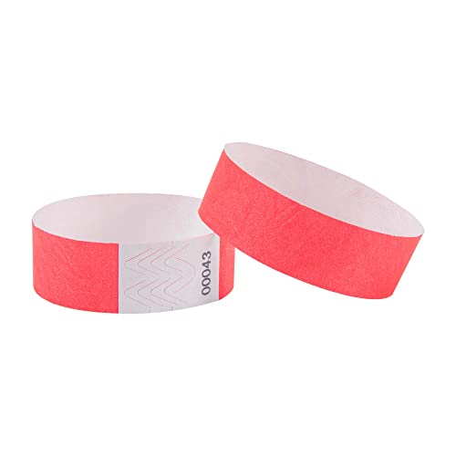 L LIKED 100 unidades de bandas de entrada para eventos, pulseras de papel impermeables para fiestas, bandas de control para eventos, festivales y conciertos (rojo)
