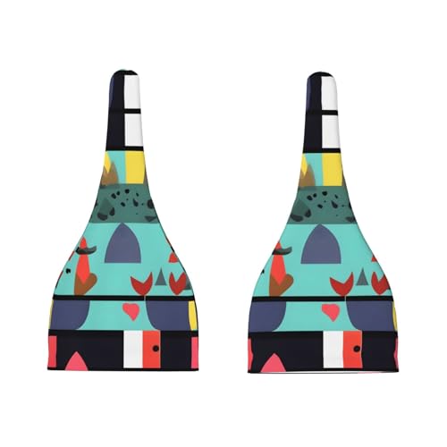 Newborn Baby Hat, Geometric Patterns Print Soft Top Knot Beanie Cap, Cute Baby Headwear for 0-6 Months Black3