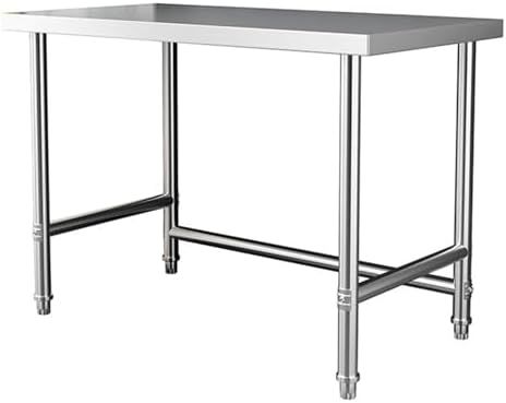 Commercial Stainless Steel Prep Table, Outdoor Workstation with Adjustable Feet, Utility Worktable for Kitchen, Laundry, Restaurant & Food Prep - Heavy Duty Metal Design