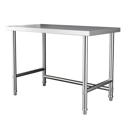 Mesa de preparación de acero inoxidable para cocina comercial y uso al aire libre, estación de trabajo utilitaria con patas ajustables para cocinar y lavar