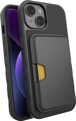 Image of Smartish iPhone 15 Slim Case with Wallet for MagSafe iPhones - Gripmunk - Magsafe Compatible Thin Grip Cover + Detachable Magnetic Credit Card Holder - Black Tie Affair