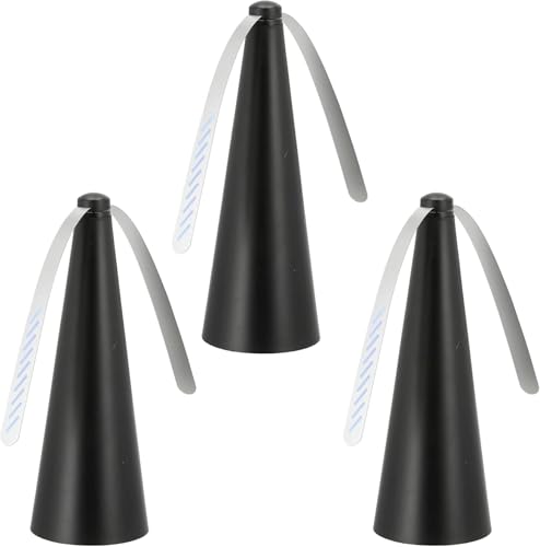Spielotopia Fliegenwedler 3er-Pack schwarz batteriebetriebener Fliegenvertreiber 9 x 9 x 26 cm sanfte Insektenabwehr gegen Fliegen und Wespen für Tisch Terrasse Balkon und Camping