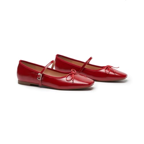Image of C.Paravano Women's Mary Jane Flats | Square Toe Ballet Flats | Daily Wear Work Shoes | Dress Shoes with Adjustable Straps