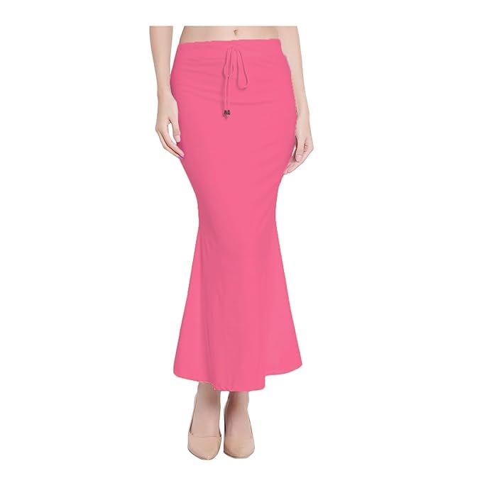 Image of Saree Shapewear Petticoat for Women Cotton Blended Lycra Shaper Petticoat with Elastic & Lace (Drawstring) Long Under Skirt Fishcut Wrinkle Free Shapewear