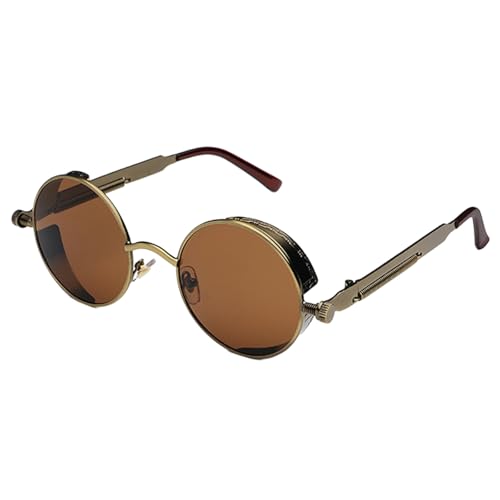Image of PROUDDEMON Retro Gothic Steampunk Sunglasses for Women Men Round Lens Metal Frame