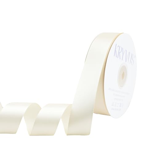Beige Satin Ribbon 1 inch X Continuous 50 Yards, Single Face Polyester Ribbon Perfect for Gift Wrapping, Flower Bouquet, Wedding Decor, Crafts, Bow Making, Sewing and More