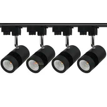 JACKAL Metal Led 9 Watts Indoor Ceiling Spot Light/Focus Light/Track Light (White)|Flexibly Rotatable Light Head|Perfect for Kitchen,Living Room&Malls-Trackway Included (Black Body),Pack of 4