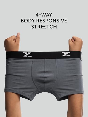 Image of XYXX Men's Micro Modal Trunks - Ace Underwear for Men Pack of 2 (XL; Rio Red+Grey)