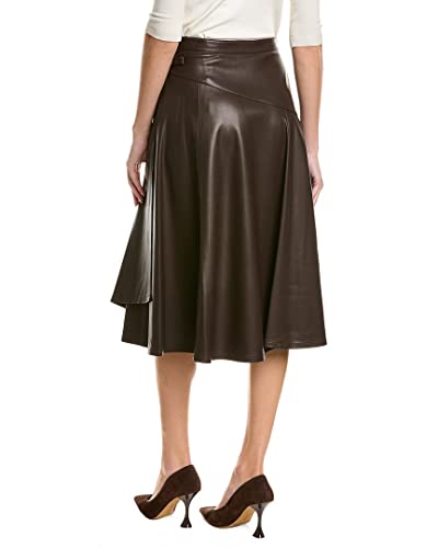 Rebecca Taylor Women's Vegan Leather Midi Wrap Skirt, Deep Port, 2 #TOP1