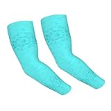 HOPWODE Mangas de brazo de seda de hielo azul turquesa para adultos, mangas blancas para el brazo con agujero para el pulgar, mangas de refrigeración para suministros al, Negro -, talla única