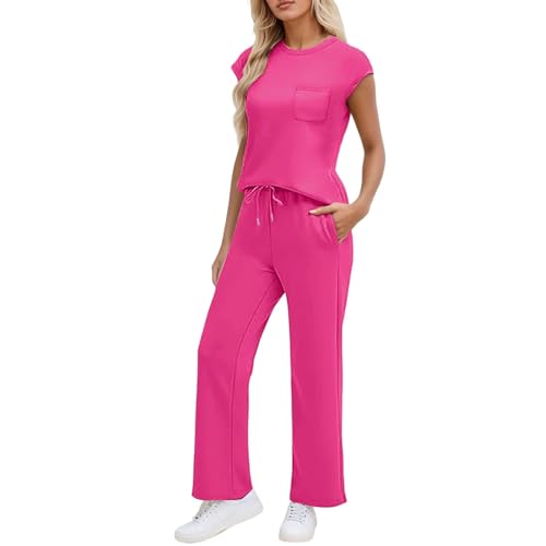 Pantalon jambes larges et haut uni ensemble fluide contre la chaleur estivale