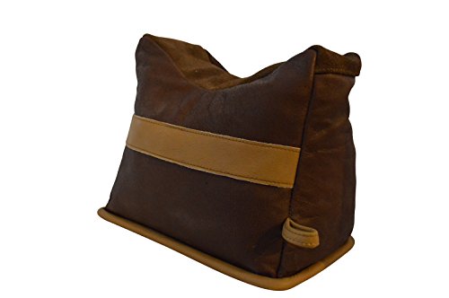 BenchMaster Rifle Bench Bag Rest, All Leather, Shooting Sand Bag, Gun Sighting, Weather Resistant, Hand Double Stitched, Large, Unfilled - BenchMaster