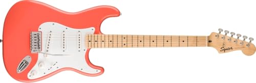 Guitarra eléctrica FSR Squier Sonic® Stratocaster®, diapasón de arce, golpeador blanco, Tahitian Coral