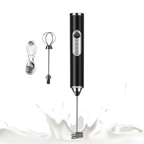 Espumador de leche eléctrico, con accesorios, portátil, 3 niveles, potente, mini batidora, batidora de bebidas y espumador de leche, para bebidas con leche y crema