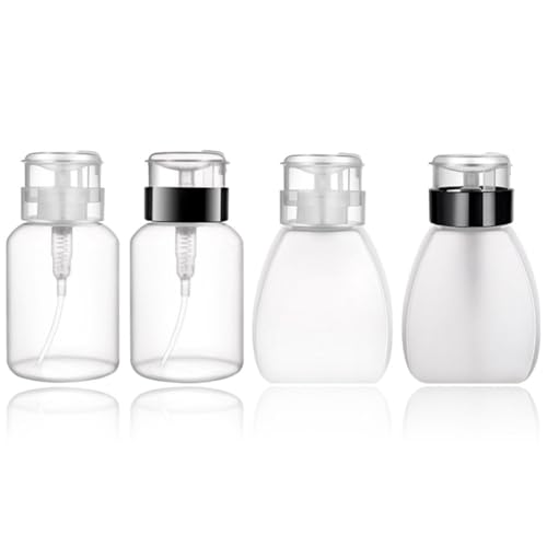 TOPPERFUN 4 Botellas Vacías para Quitaesmalte de Uñas Dosificador 250 Ml Plástico Transparente y Negro Dispensadores Recargables para Líquidos de Manicura y Limpieza Ideales para Uso