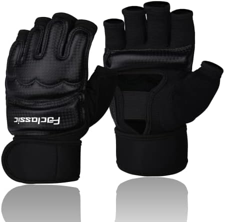 Kickboxing Sparring Gloves MMA Gloves Boxing Gloves for Men Women Kids Half Finger Punching Bag Gloves Fighting Gloves UFC Gloves for Men Women Boxing Training Black Large